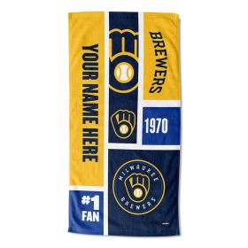 [Personalization Only] Brewers Colorblock Personalized Beach Towel