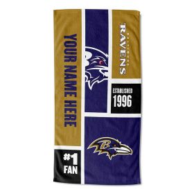 [Personalization Only] Ravens Colorblock Personalized Beach Towel