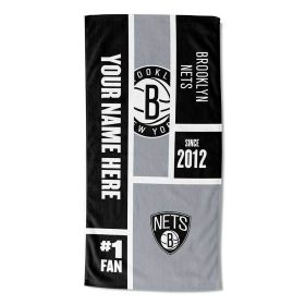 [Personalization Only] Brooklyn Nets Colorblock Personalized Beach Towel