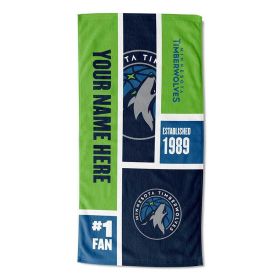 [Personalization Only] Minnesota Timberwolves Colorblock Personalized Beach Towel