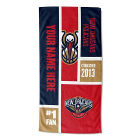 [Personalization Only] New Orleans Pelicans Colorblock Personalized Beach Towel