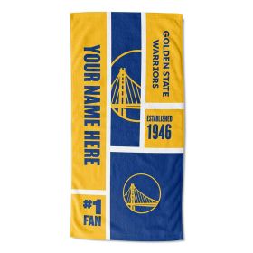 [Personalization Only] Golden State Warriors Colorblock Personalized Beach Towel