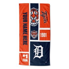 [Personalization Only] Tigers Colorblock Personalized Beach Towel