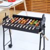 Outsunny Portable Charcoal BBQ Grills Steel Rotisserie Outdoor Cooking Height Adjustable with 4 Wheels Large / Small Skewers Portability for Patio, Ba