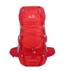 Outdoor Mountaineering Bag 50L Large Capacity Nylon Travel Camping Hiking Mountaineering Backpack (Option: Red-50l)